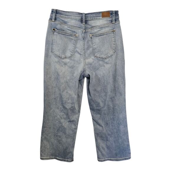 Judy Blue Wide Leg Crop Jeans Womens 7/28 Blue Light Wash Button Fly Bohemian - Picture 2 of 12